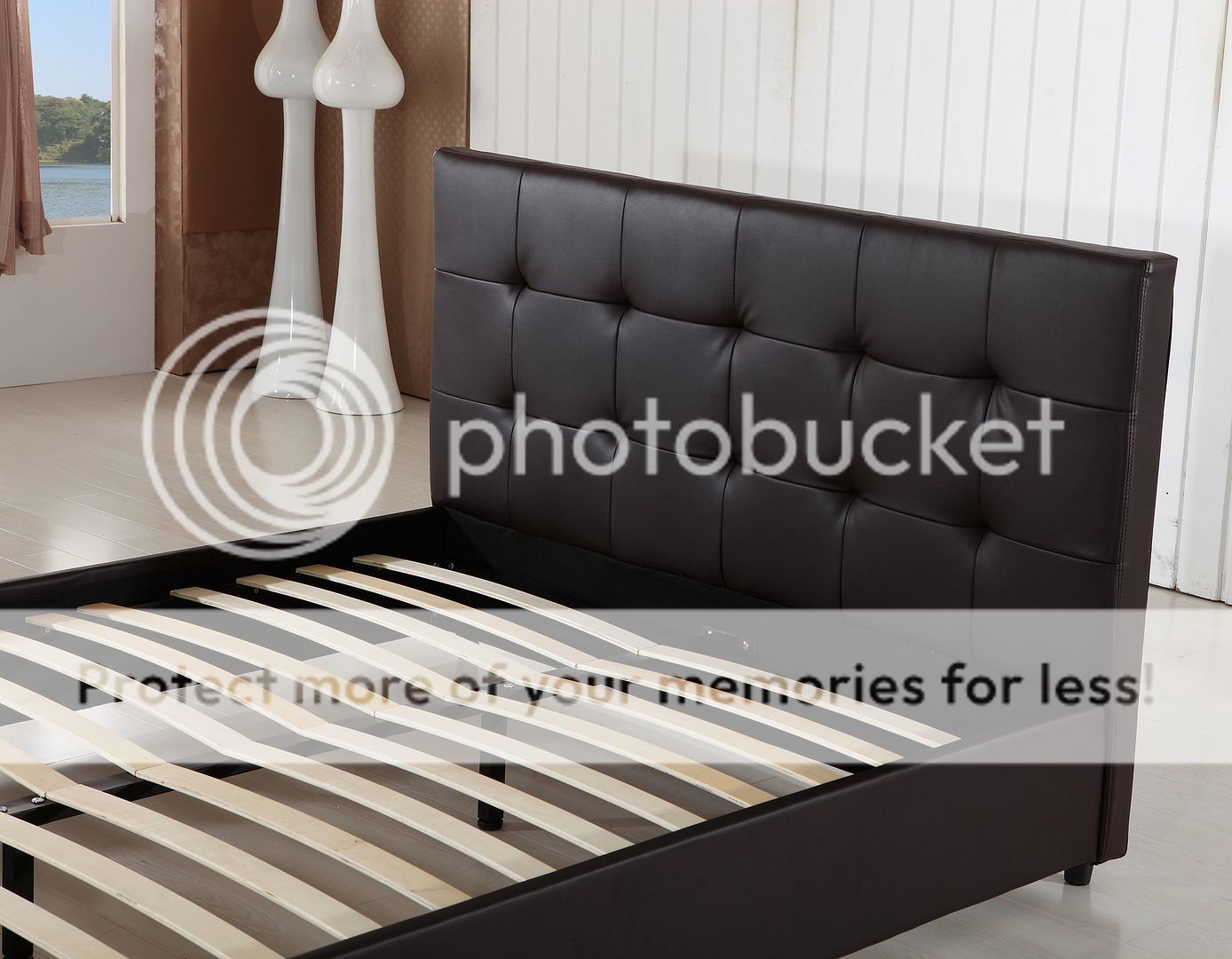 Beds Hazlo Upholstered Faux Leather Bed Base with Headboard (Double